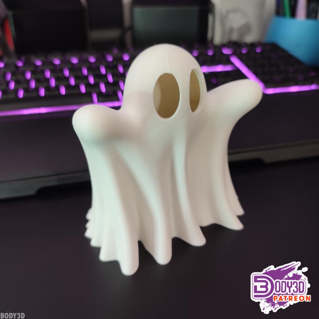 Fantasma Booh feito em impressora 3d para o halloween