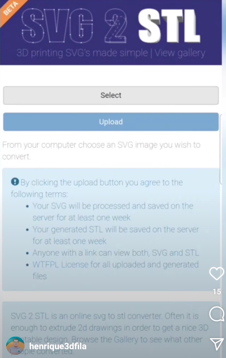 SVG-2-STL para converter arquivo em STL