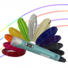 Kit de amostra com 10 cores e demonstrando uma caneta 3d azul