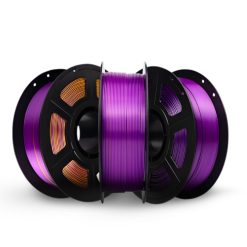 filamento pla tricolor preto, roxo e dourado