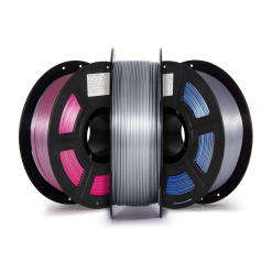 filamento pla tricolor azul, prata e rosa
