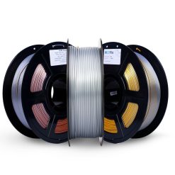 filamento pla tricolor dourado, prata e cobre