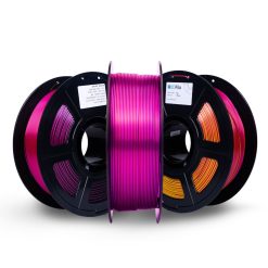 filamento pla tricolor preto, vermelho e dourado