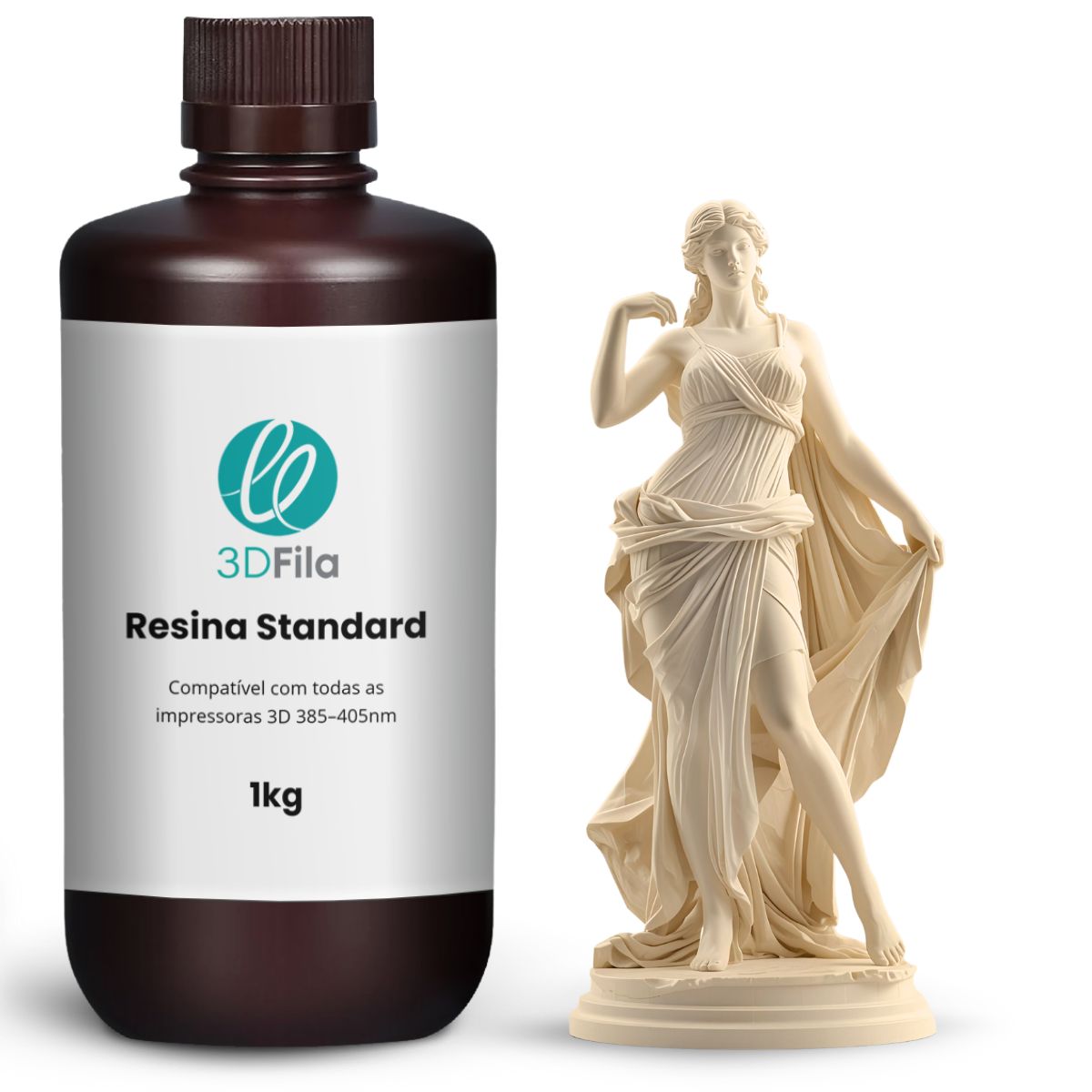 Resina 3D Standard 4.0 Amêndoa 1kg 1 resina 3d standard 4.0 amendoa
