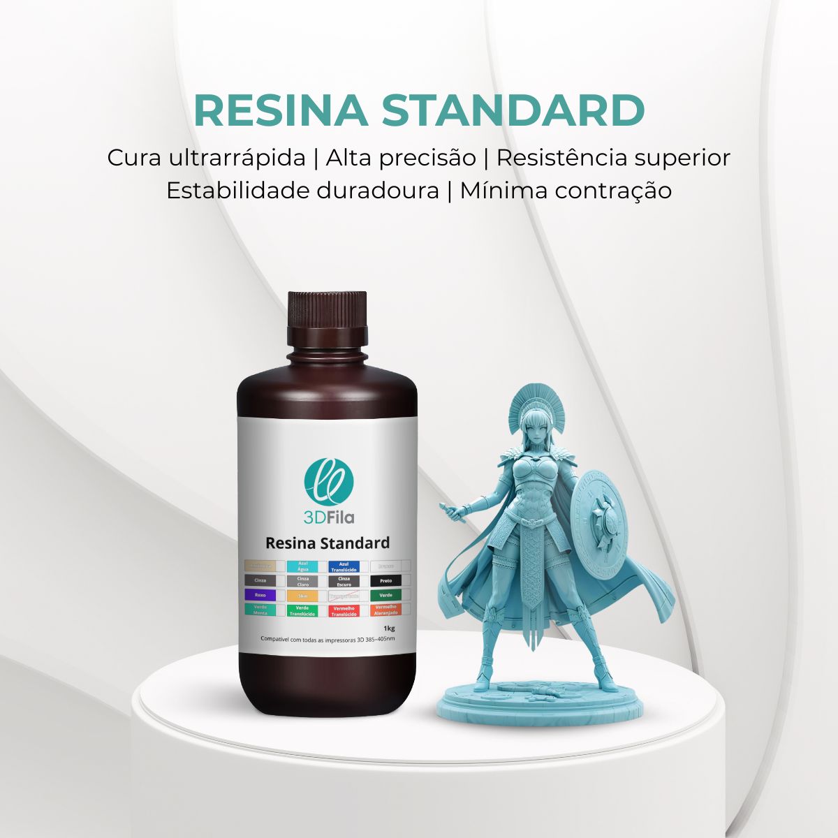 Resina 3D Standard 4.0 Azul Água 1kg 3 Resina 3D Standard 4.0 Azul Água 1kg - Imagem 3