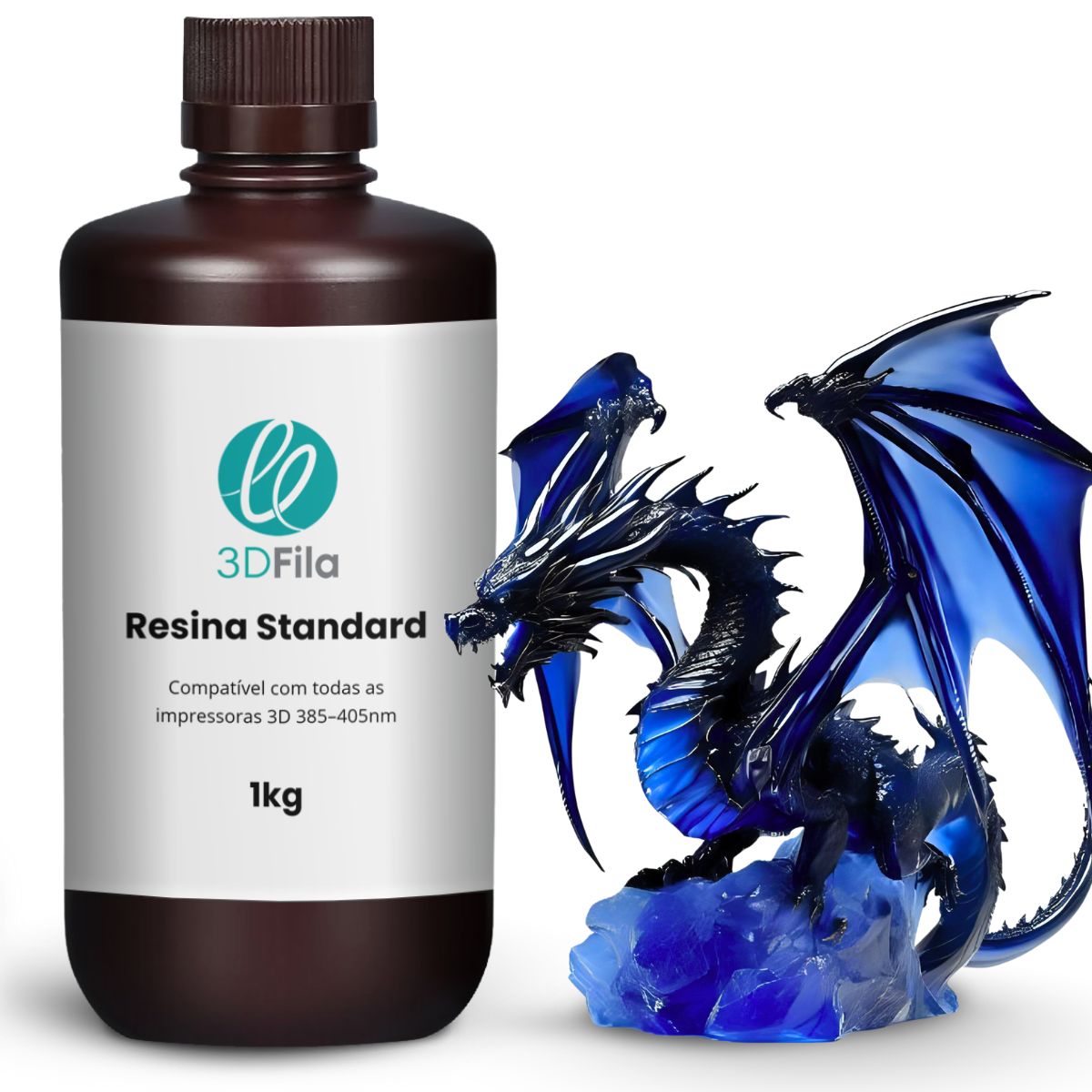 Resina 3D Standard 4.0 Azul Translúcido 1kg 1 resina standard 4.0 azul translúcido