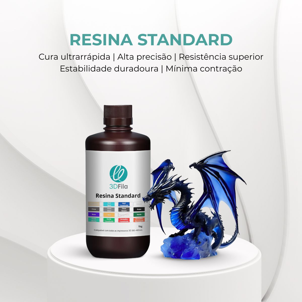 Resina 3D Standard 4.0 Azul Translúcido 1kg 3 Resina 3D Standard 4.0 Azul Translúcido 1kg - Imagem 3