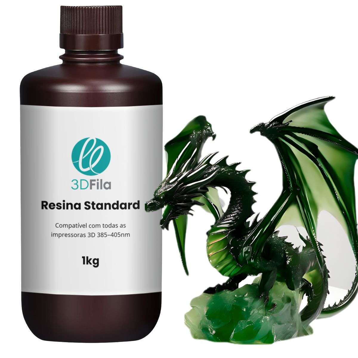 Resina 3D Standard 4.0 Verde Translúcido 1kg 1 resina 3d standard 4.0 verde translúcido