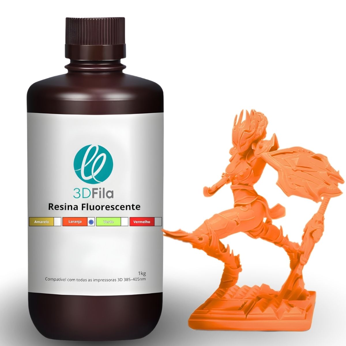 Resina 3D Fluorescente Laranja 1 resina 3d fluorescente laranja