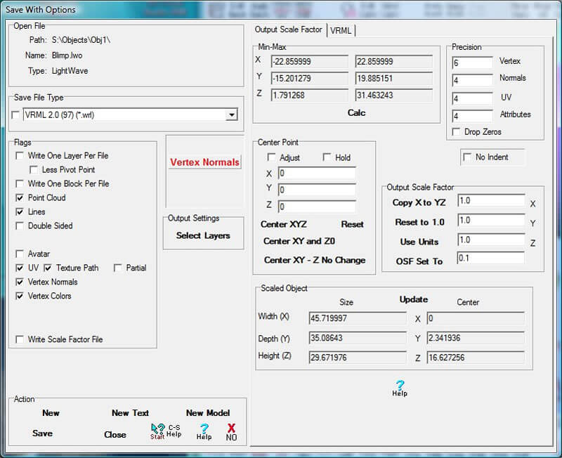 Imagem de uma tela do programa Accutrans 3D mostrando como salvar um arquivo em outros formatos 3d